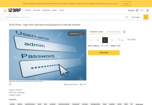 
                            2. login with username and password in internet browser - 123RF.com