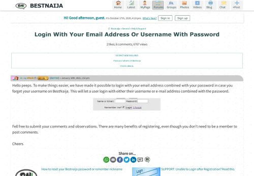 
                            4. Login With Your Email Address Or Username With Password - Bestnaija