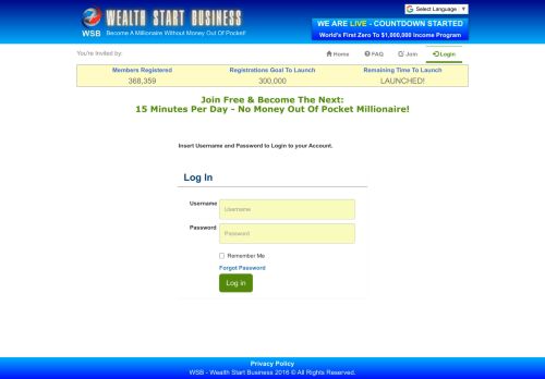 
                            6. Login - WSB - Wealth Start Business - Worlds First Zero to One Million ...