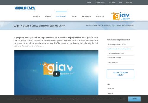 
                            7. Login y acceso único a mayoristas - Gesintur