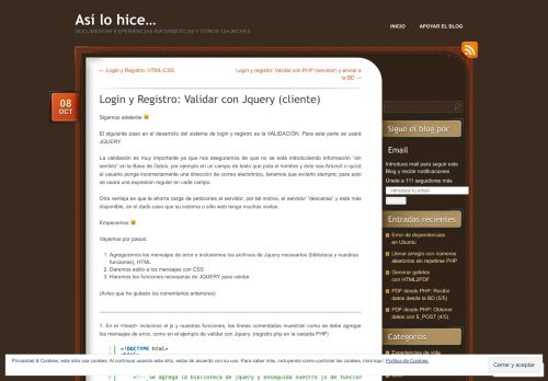 
                            6. Login y Registro: Validar con Jquery (cliente) | Así lo hice...