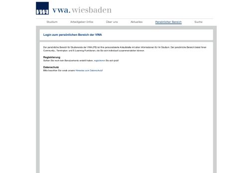 
                            13. Login zum persönlichen Bereich der VWA - Studium: VWA Wiesbaden ...