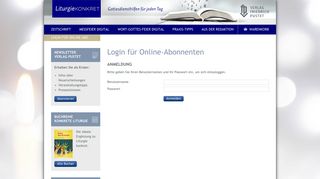 
                            9. Loginformular für Online-Abo - Liturgie konkret