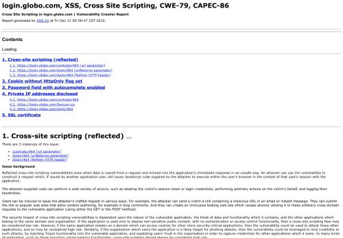 
                            7. login.globo.com, XSS, Cross Site Scripting, CWE-79, CAPEC-86 ...