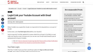 
                            6. Login/Link your Youtube Account with Gmail account - ShoutMeLoud