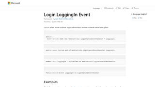 
                            5. Login.LoggingIn Event (System.Web.UI.WebControls) | Microsoft Docs