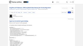 
                            3. login.lua ist ziemlich geschwätzig | Forum - heise online