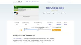 
                            6. Login.maxspot.de website. Maxspot® - The free Hotspot.