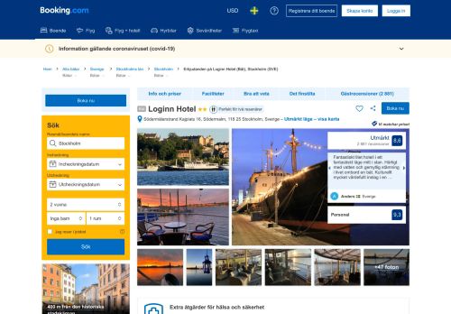 
                            2. Loginn Hotel i Stockholm – uppdaterade priser för 2019 - Booking.com