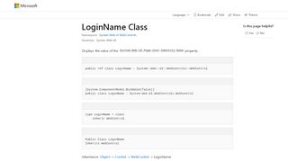 LoginName Class (System.Web.UI.WebControls) | Microsoft Docs