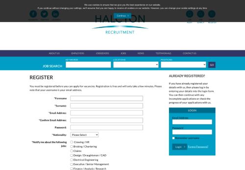 
                            5. Login/Register - Halcyon Recruitment Ltd