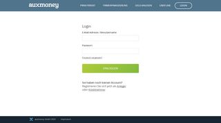 
                            1. Login/Register Seite - auxmoney.com