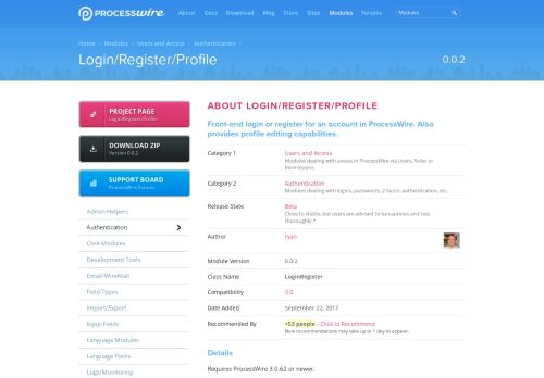 
                            12. Login/Register/Profile - ProcessWire Modules