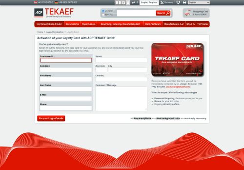 
                            6. Login/Registration - Loyalty Card - TEKAEF GmbH