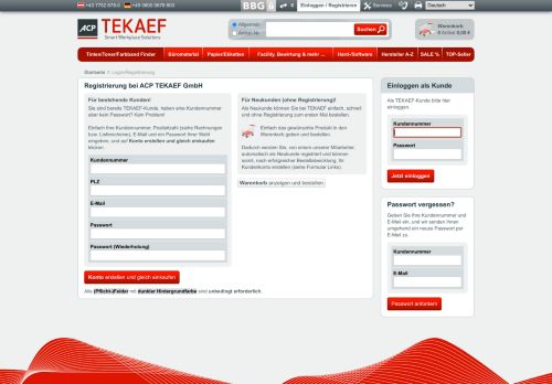 
                            1. Login/Registrierung - TEKAEF GmbH