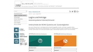 
                            5. Logins / Anträge WCMS - Klinikum der Universität München