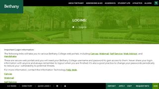 
                            13. Logins: - Bethany College - Bethany College