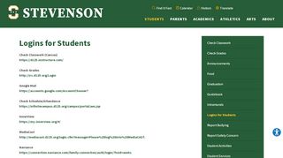 
                            11. Logins for Students - Stevenson High School