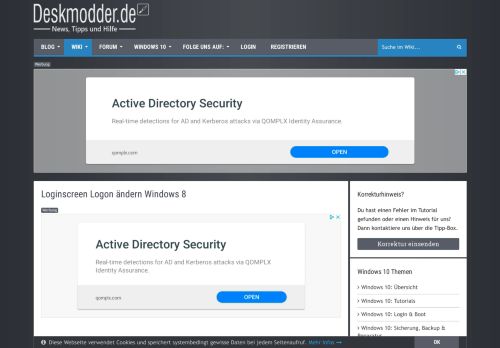 
                            8. Loginscreen Logon ändern Windows 8 Deskmodder Wiki
