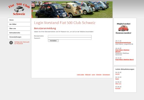 
                            7. Loginseite - Fiat 500 Club