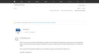 
                            1. LOGINserver - Apple Community