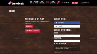 
                            5. login/sign up - Domino's Pizza