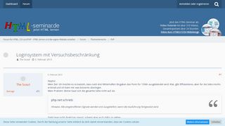 
                            2. Loginsystem mit Versuchsbeschränkung - PHP - Forum für HTML, CSS ...