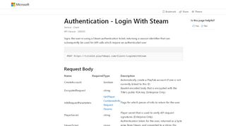 
                            7. LoginWithSteam - PlayFab Client API - PlayFab Documentation