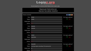
                            2. Loginz.org - логины и пароли к сайту TANKI-ONLINE.com (ex logins.ru)