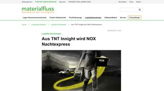 
                            10. Logistik-Dienstleister: Aus TNT Innight wird NOX Nachtexpress ...