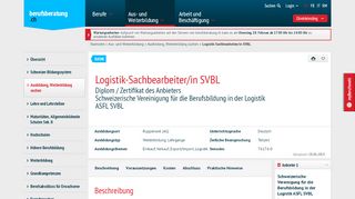 
                            10. Logistik-Sachbearbeiter/in SVBL - berufsberatung.ch