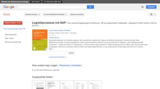 
                            11. Logistikprozesse mit SAP: Eine anwendungsbezogene Einführung - Mit ...