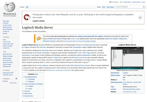 
                            12. Logitech Media Server - Wikipedia