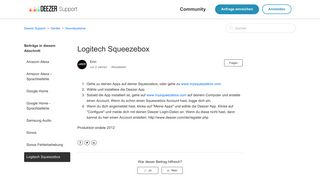 
                            9. Logitech Squeezebox – Deezer Support
