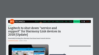 
                            8. Logitech to shut down “service and support” for Harmony Link ...