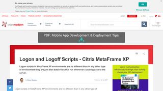 
                            6. Logon and Logoff Scripts - Citrix MetaFrame XP - BrianMadden.com