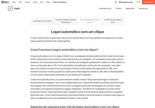 
                            12. Logon automático em sites – Zoho Vault