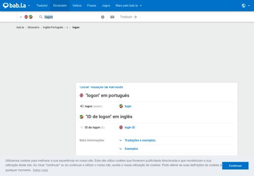 
                            7. logon em português - dicionário inglês-português bab.la