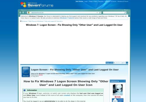 
                            6. Logon Screen - Fix Showing Only 