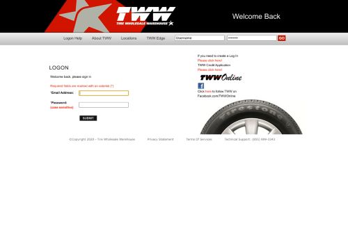 
                            9. Logon - Welcome to TWW - Tire Wholesale Warehouse