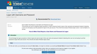 
                            11. Logon with Username and Password | Vista Forums