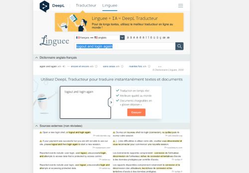 
                            6. logout and login again - Traduction française – Linguee