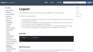 
                            5. Logout - SDK สำหรับเว็บ - Facebook for Developers