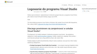 
                            2. Logowanie do programu Visual Studio | Microsoft Docs