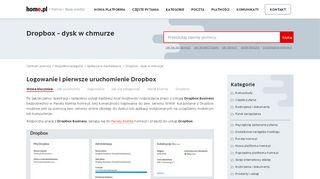 
                            10. Logowanie i pierwsze uruchomienie Dropbox » Pomoc | home.pl