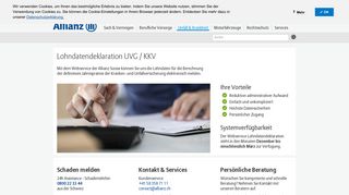 
                            9. Lohndatendeklaration UVG / KKV | Lohndaten erfassen - Allianz