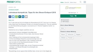 
                            9. ▷ Lohnsteuer-kompakt.de: Tipps für den Steuer-Endspurt 2018 ...