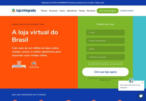 
                            3. Loja Integrada: Montar ou Criar Loja Virtual Grátis