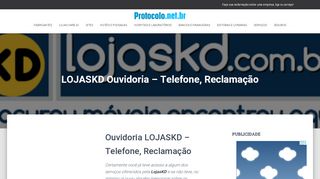 
                            6. LOJASKD Ouvidoria - Telefone, Reclamação → Reclame! - Protocolo