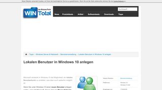 
                            6. Lokalen Benutzer in Windows 10 anlegen - Tipps & Tricks - WinTotal